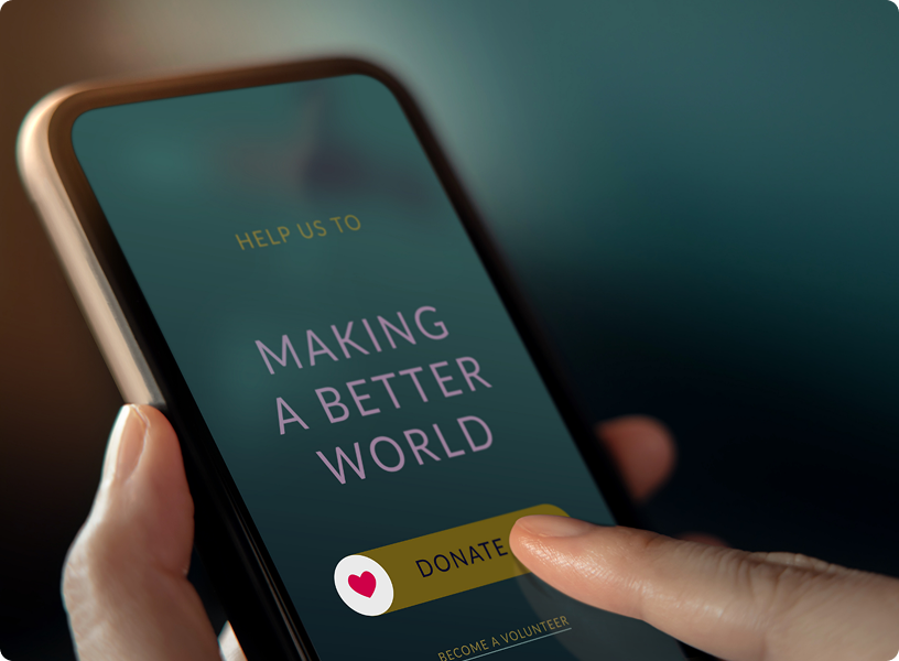 Phone showing making a better world message